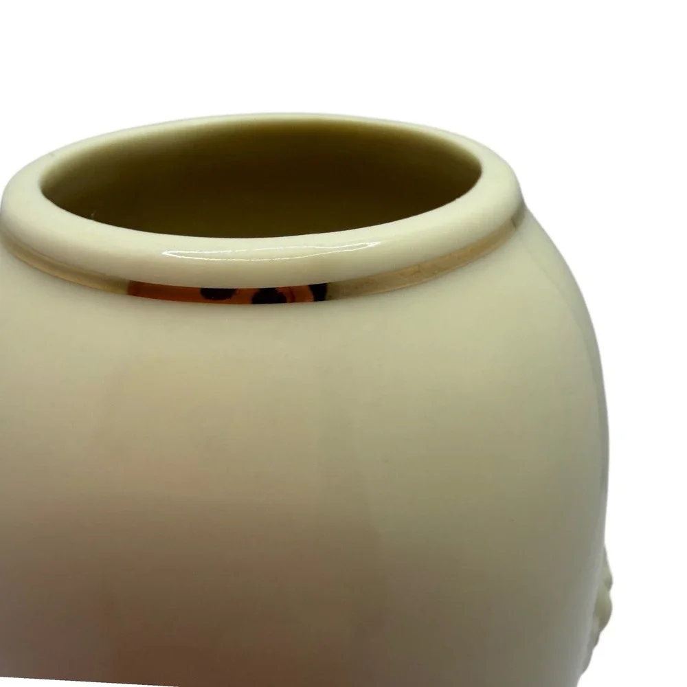 Lenox Ivory Rose Bud Vase Gold Trim Embossed Floral Porcelain Vase 7.5